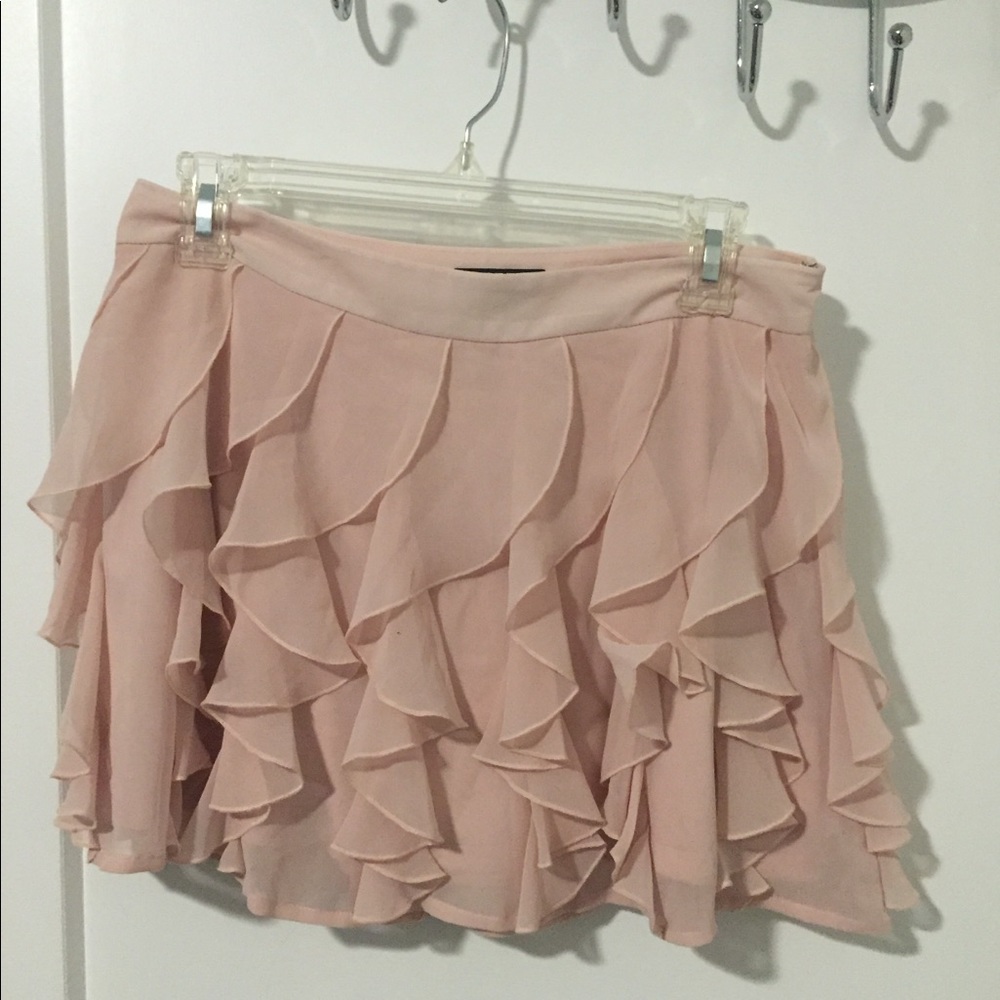 Express light pink ruffle mini skirt